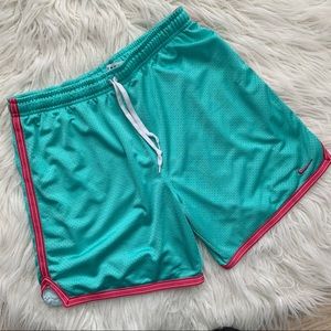 Nike mint green pink mesh workout shorts